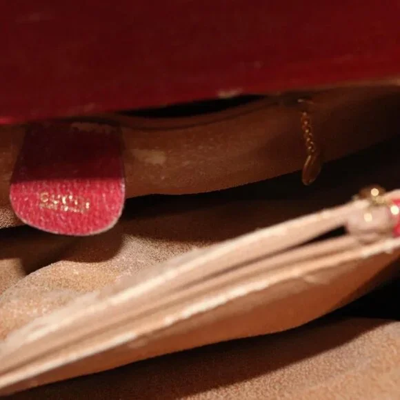 GUCCI Bamboo Hand Bag Leather Red Gold 002 0260 2615 Auth ep12137 - Picture 10 of 16